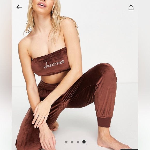 NWT ASOS Threadbare orchid velour bandeau lounge set in brown (price is firm) - Picture 12 of 13